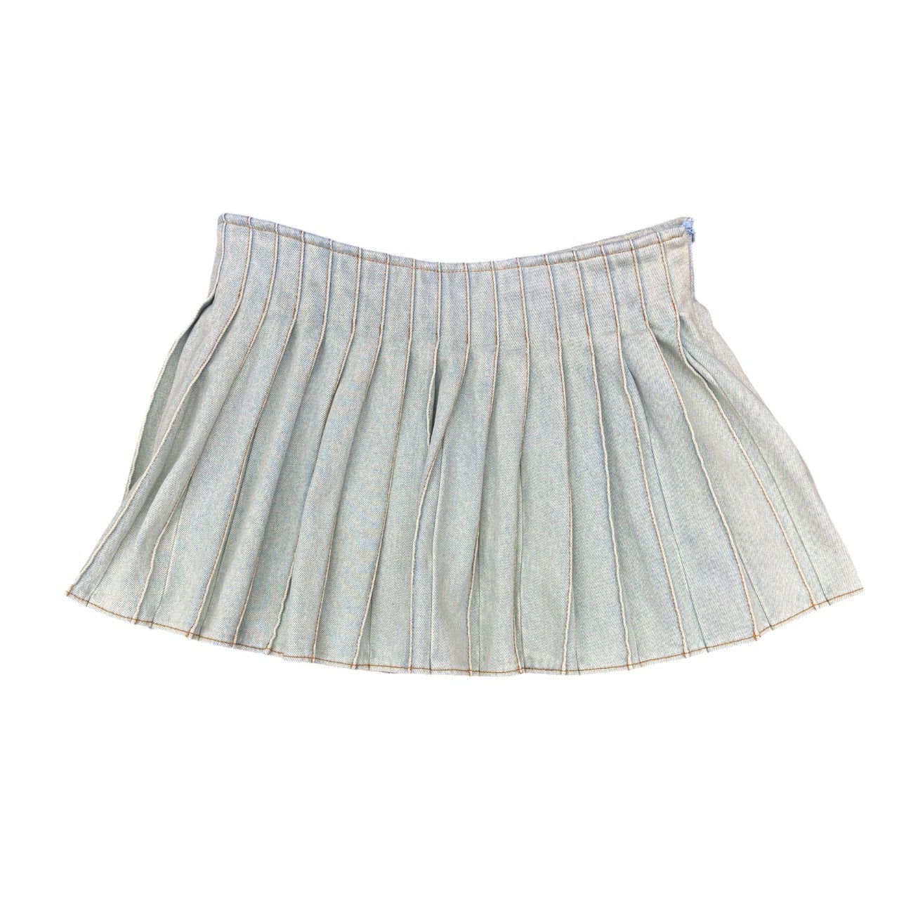 SS23 Ami Alexandre Mattiussi Pleated Denim Bleu Javel Mini Skirt Sz 32
