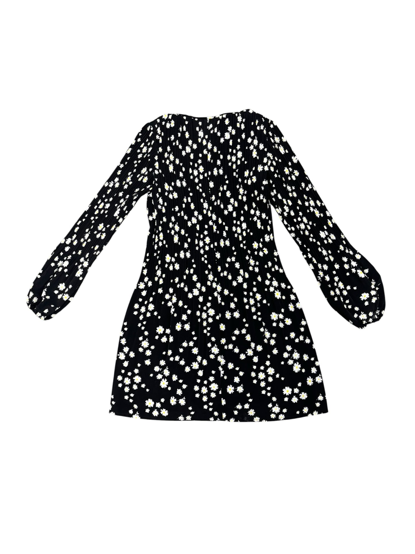 NWOT Maje Wmns Sz 1 Rockiz Daisy Print Long Sleeve Pleated Black Dress