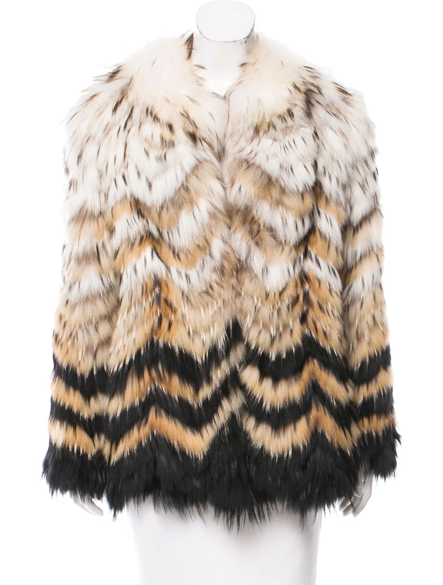 NWT Theory Cassius Dyed Asiatic Raccon Fur Jacket Wmns Sz M White Black Natural