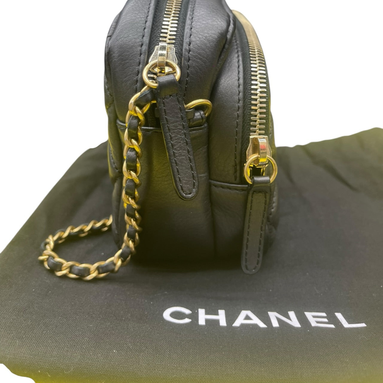 Chanel Black Camera Casee Quilted Leather Calfskin Women Crossbody Handbag
