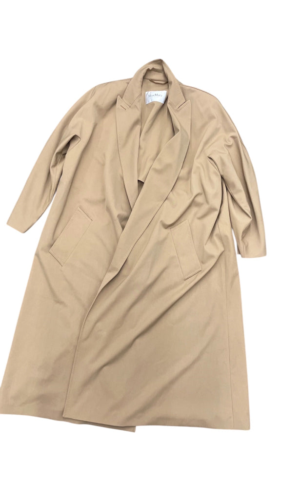 MaxMara Tan Ottico Virgin Wool Trench Women Coat Sz 10