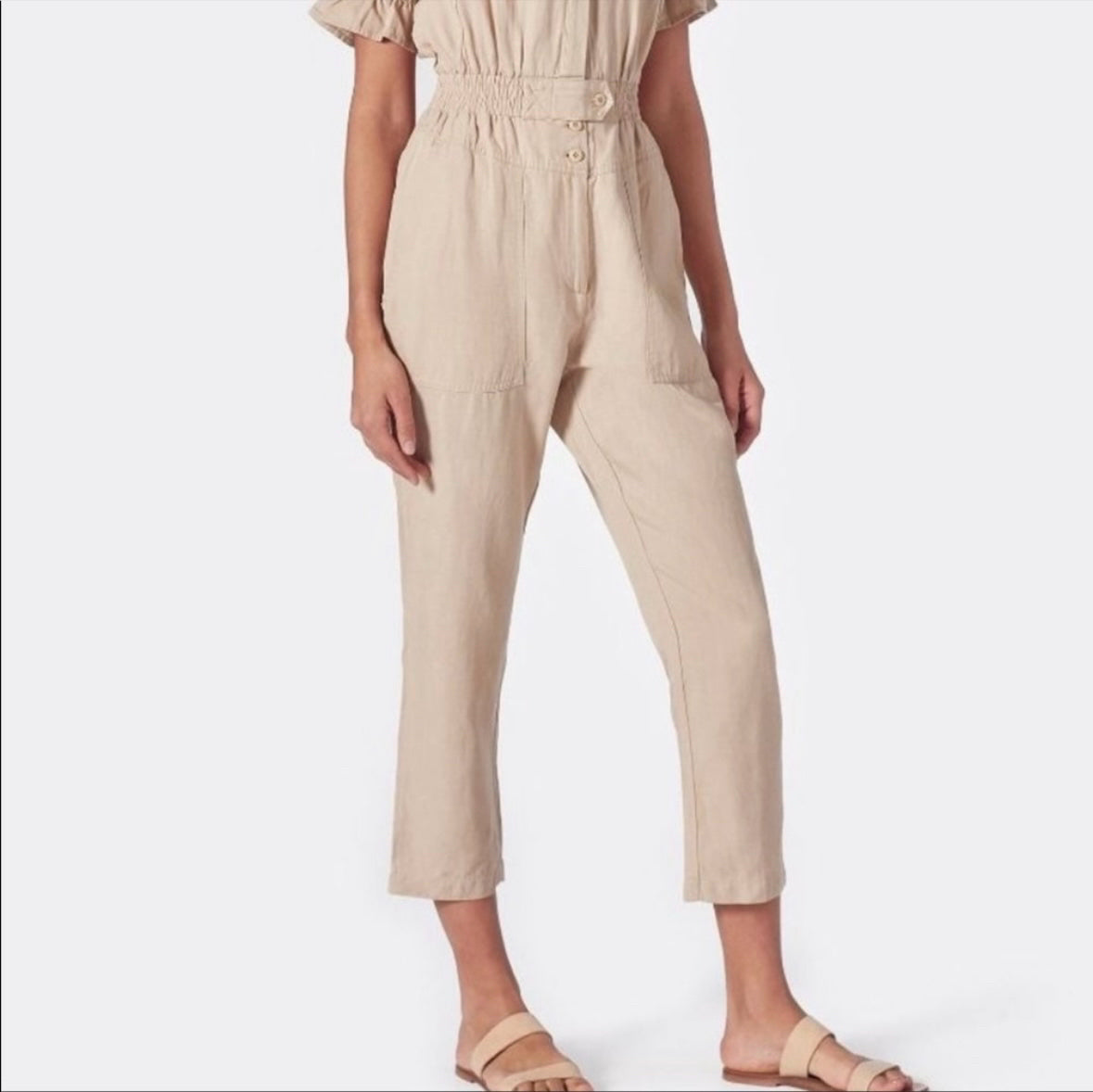 NWT Joie Fritzie Macadamia Jumpsuit Wms Sz M Tan