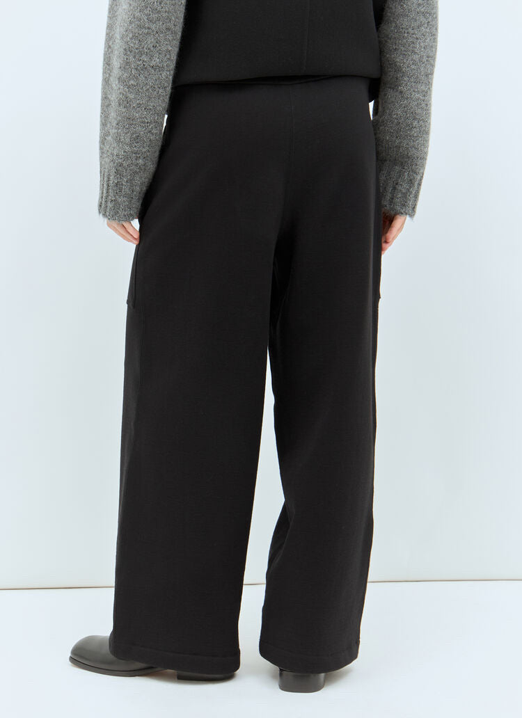 NWT Jil Sander Black Tailored Thick Jersey Wide Leg Pants Mns Sz S