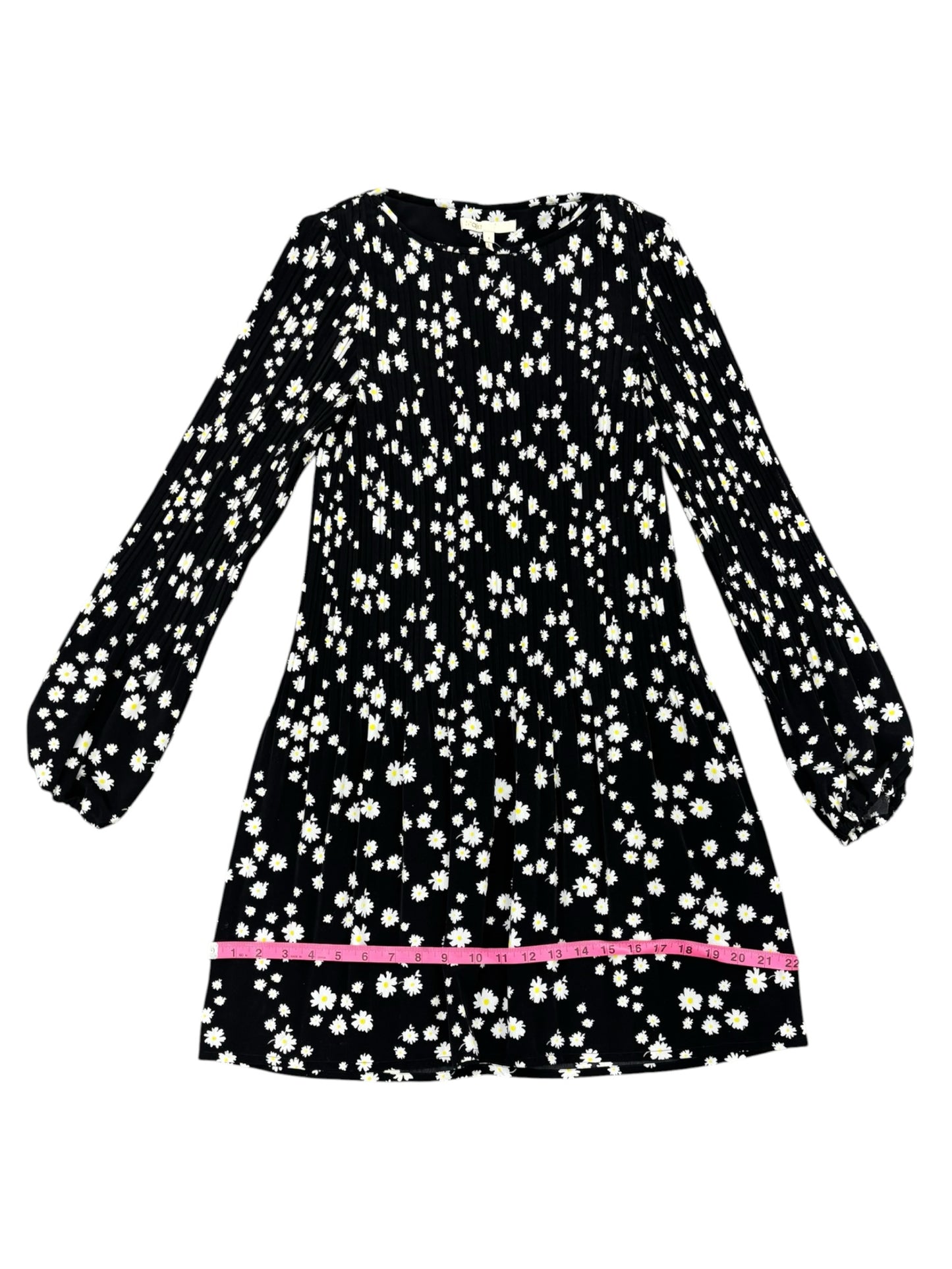 NWOT Maje Wmns Sz 1 Rockiz Daisy Print Long Sleeve Pleated Black Dress