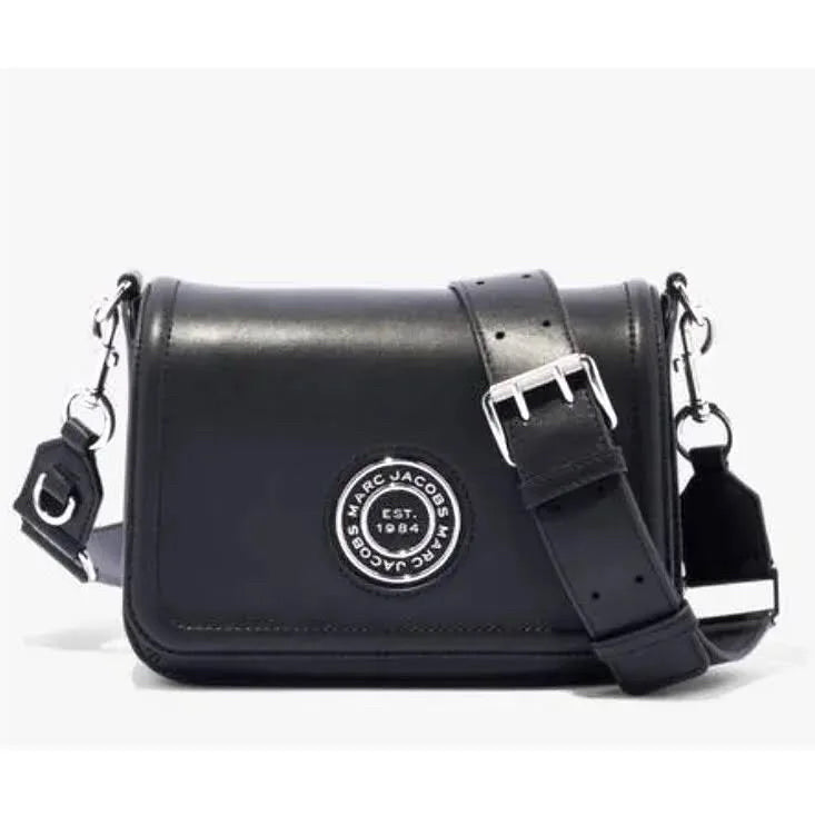 Marc Jacobs Black Insignia Logo Full Flap Leather Crossbody Bag