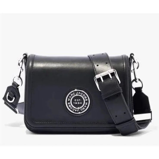 Marc Jacobs Black Insignia Logo Full Flap Leather Crossbody Bag