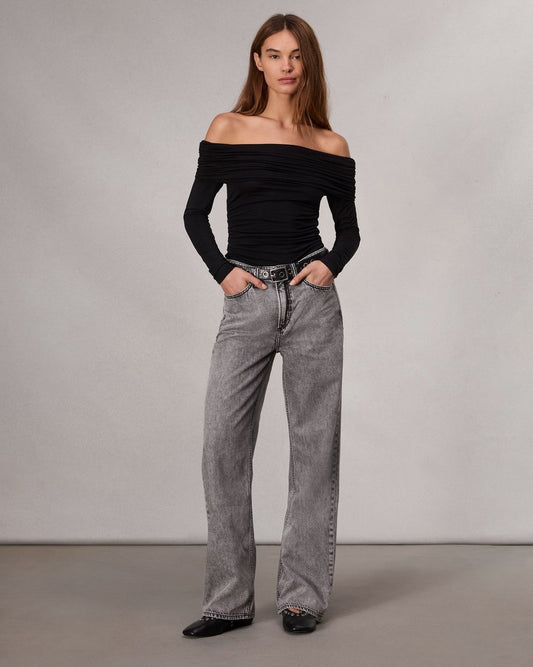 NWT Rag & Bone Featherweight Wide-Leg Logan Slate Gray Wmns Jean Sz 26