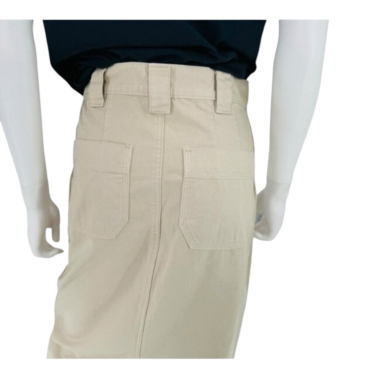 NWT Helsa Workwear Long Y2K Khaki Cream Cotton Casual Tan Maxi Skirt Sz S