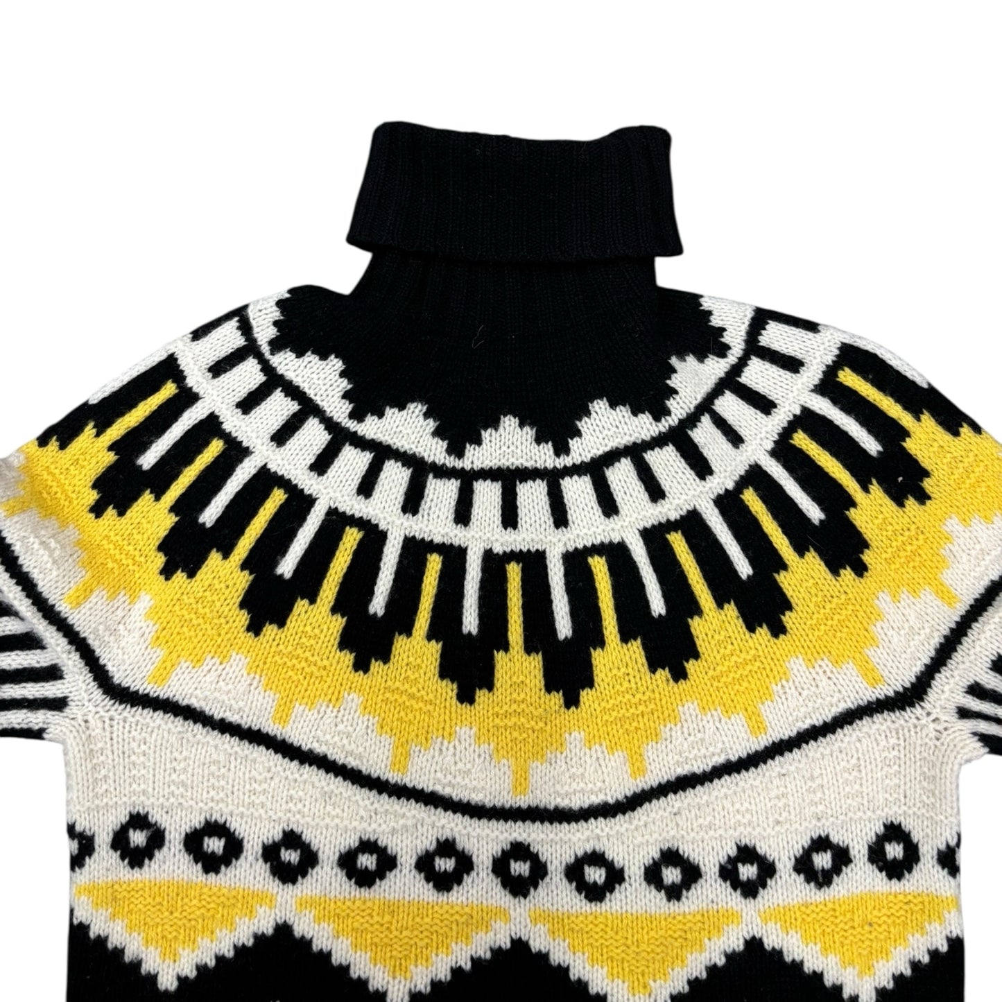 Ralph Lauren Vintage Black Tribal Wool Cashmere Hand Knit Women Sweater Sz M