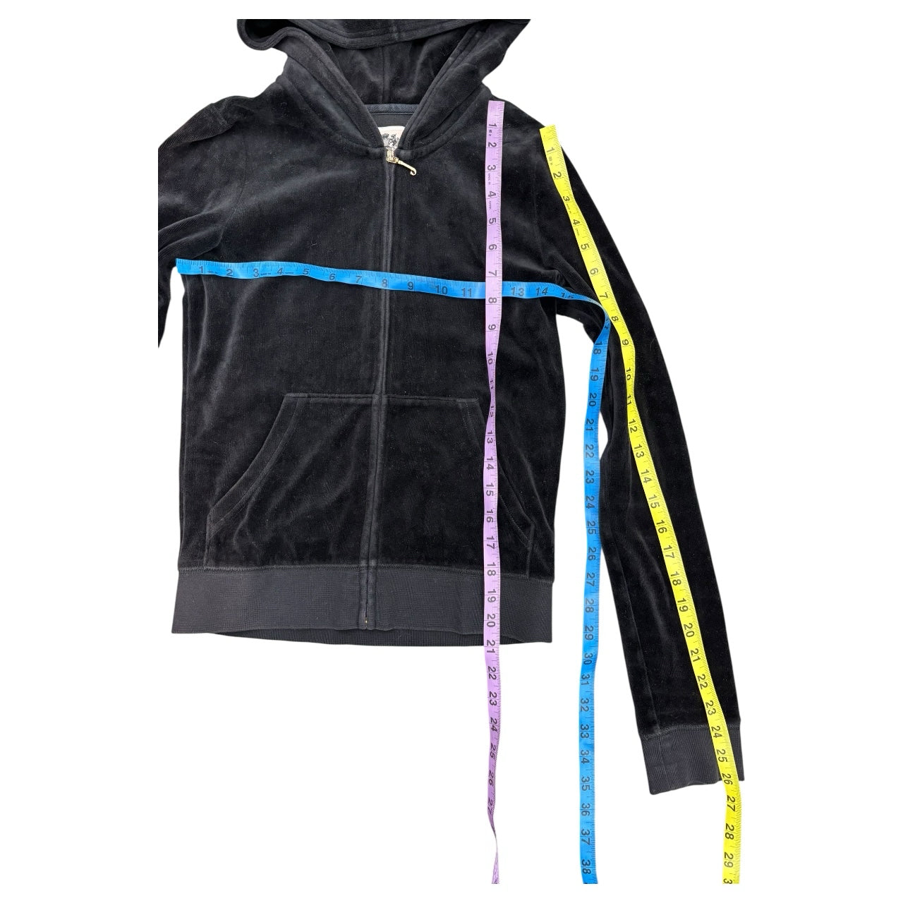 Juicy Couture Velour Black Zip Up Hoodie Wmns Sz XL