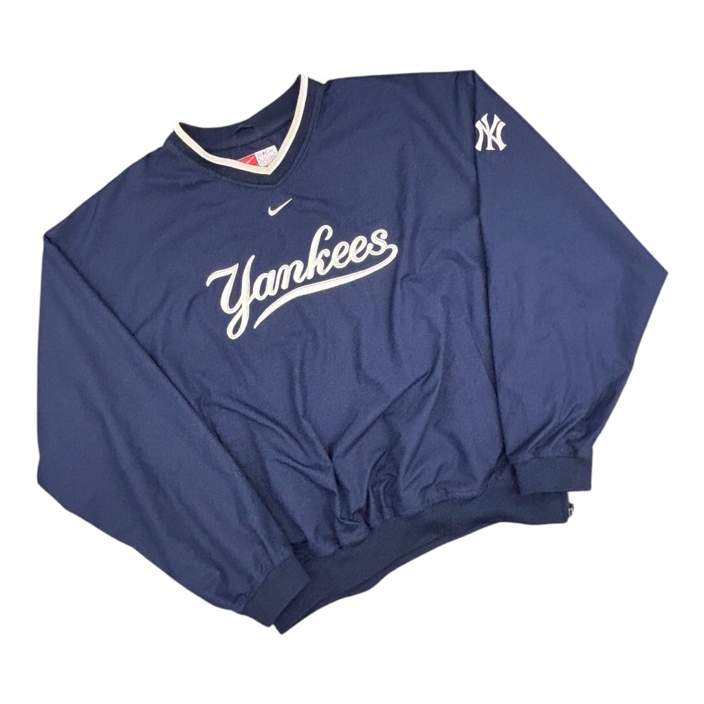 VTG 2000 MLB NY Yankees Navy Nike Shell Top Windbreaker Pullover Jacket Mn Sz L