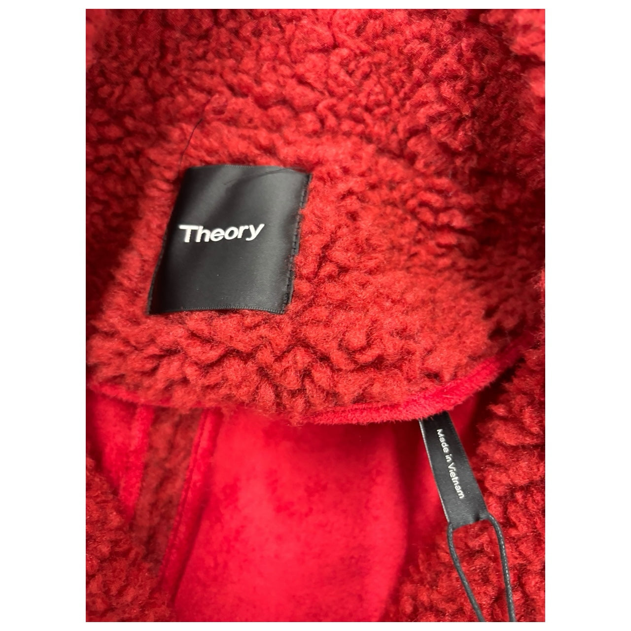 NWT Theory Burnt Sienna Red Fleece Pomona Faux Shearling Coat Sz L