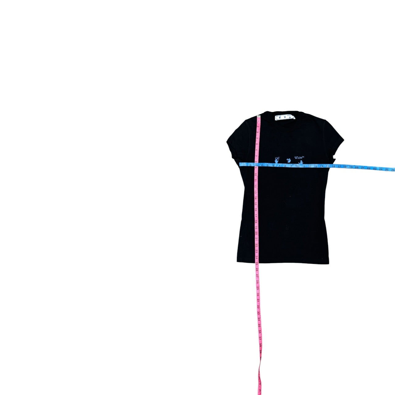 Off White Blue Hands Swimming Logo Shirt Women's Sz XS