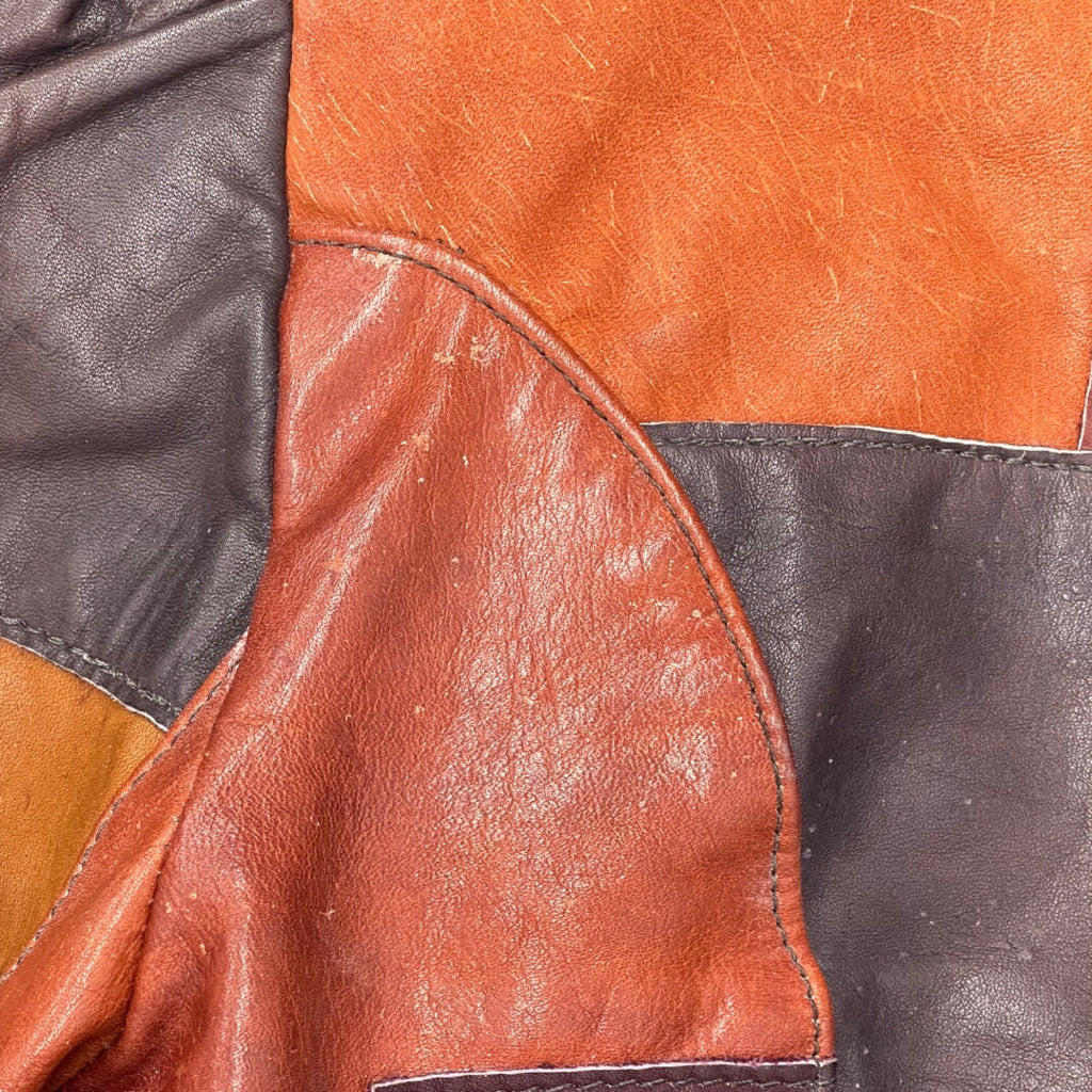 1960s Gandalf Vintage Leather 1960'S Vintage Leather Patchwork Floral Jacket – Multi-Color Women’s Size Small