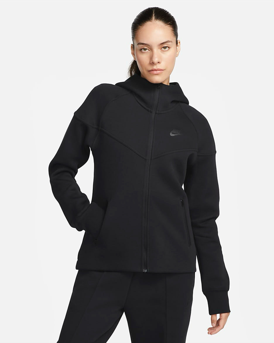 NWT Nike Sportswear Tech Fleece Women’s Full Zip Black Hoodie Sz M