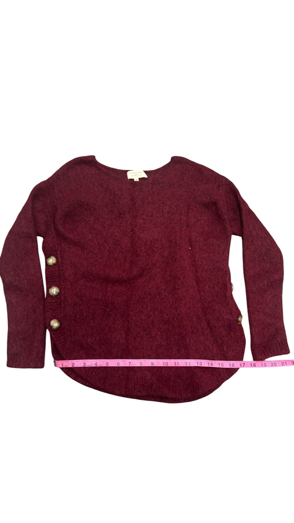 Archived Sezane Paul Sweater Jumper Cranberry Bordeaux Red Wool Kid Mohair Sz M