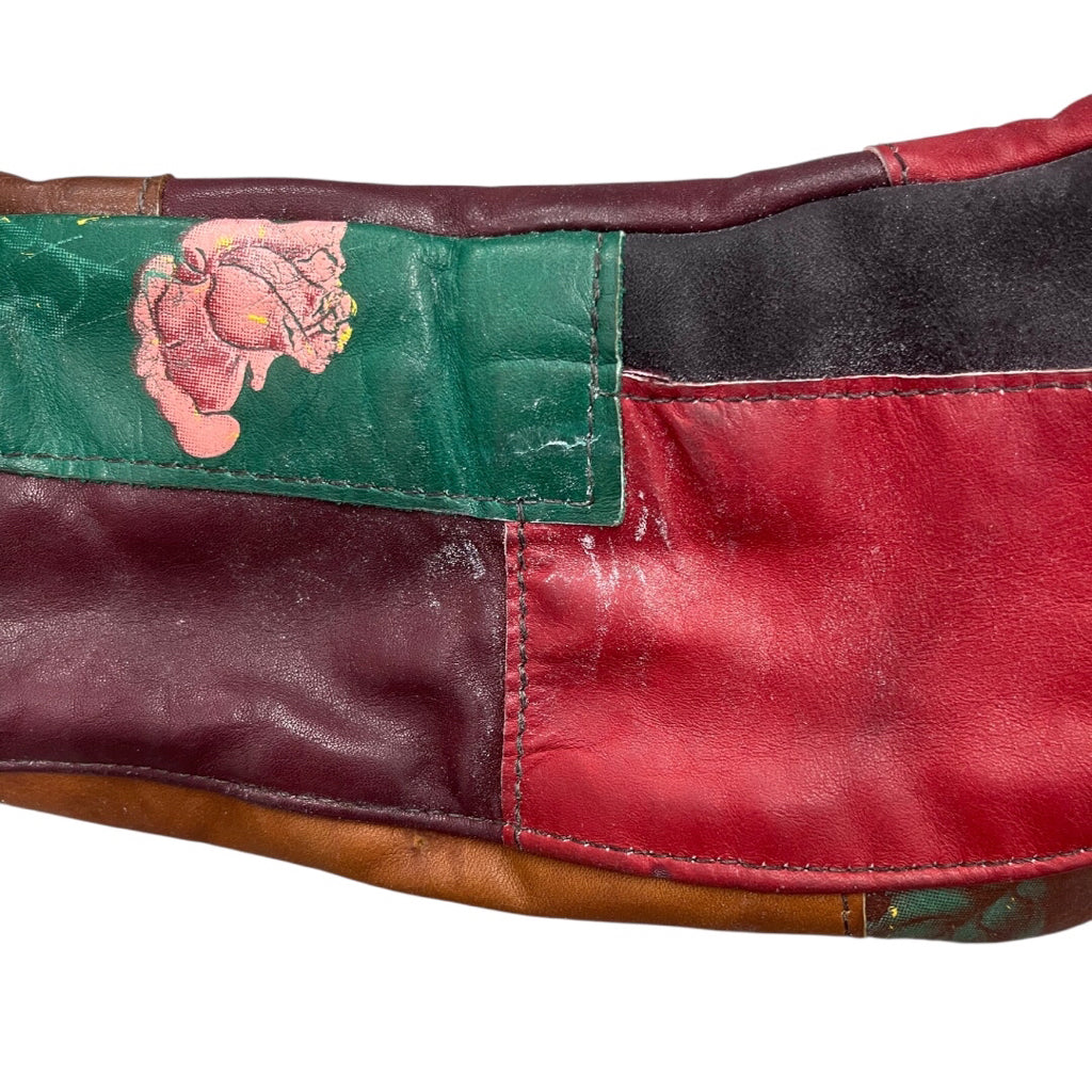 1960s Gandalf Vintage Leather 1960'S Vintage Leather Patchwork Floral Jacket – Multi-Color Women’s Size Small