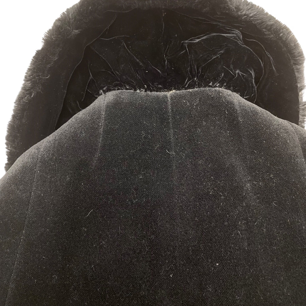 Vtg 1940s Brenner Bros NY Black Wool Coat Fur Hood Rare WWII Museum Quality