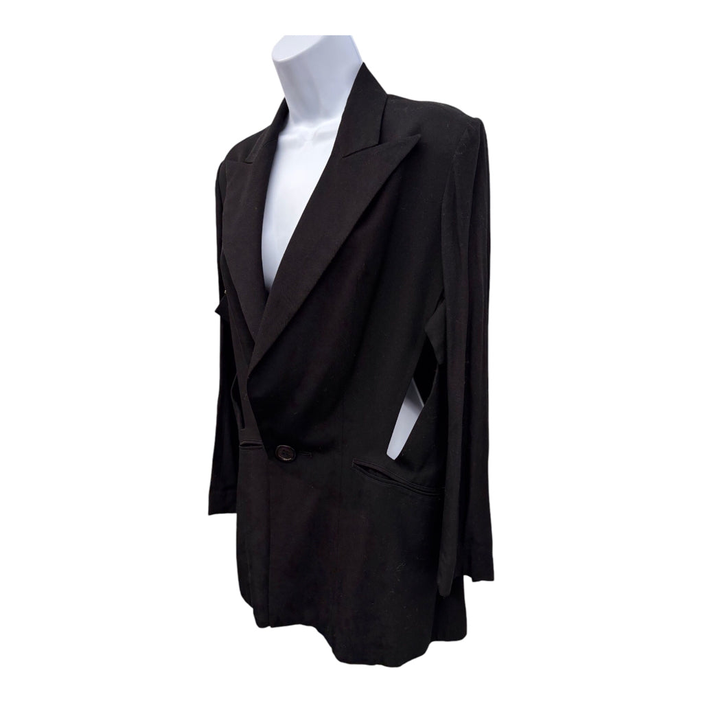 YOHJI YAMAMOTO Black Open Side Cut Womens Blazer Jacket Sz 1 XS