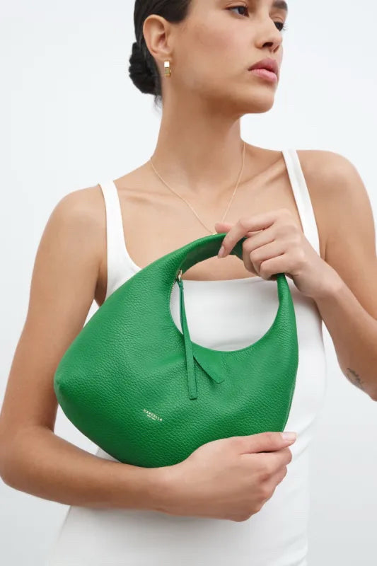 NWT Marcella NYC Grass Green Dylan Top Handle Purse Soft Italian Pebble Leather