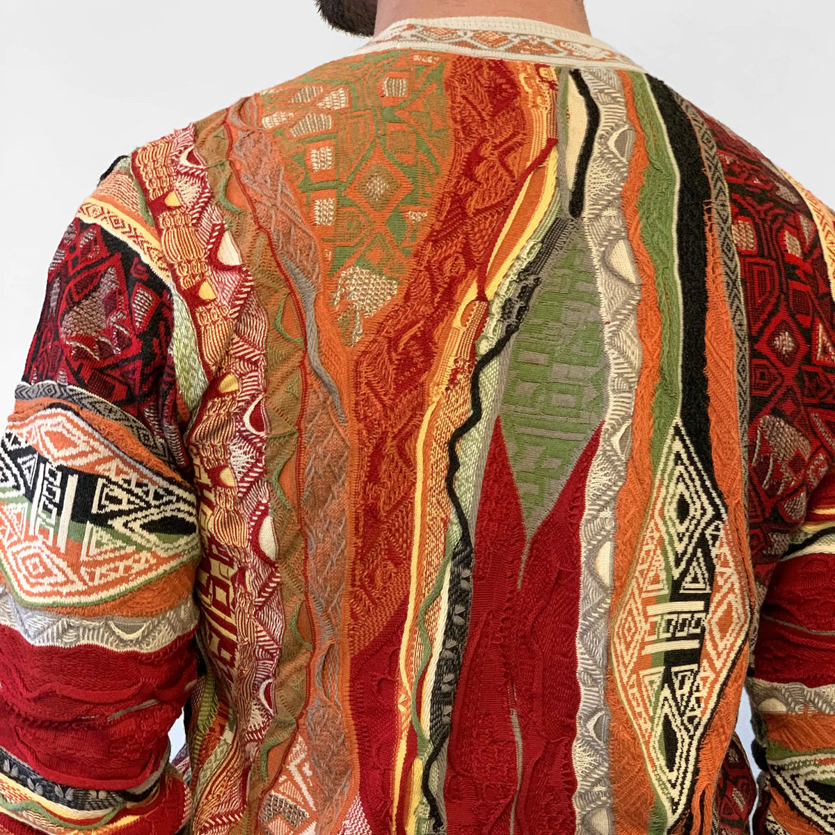 Coogi OG 50 Crewneck Mns Sz XL 3 Dimensional Knit Pullover Multi Color Rust