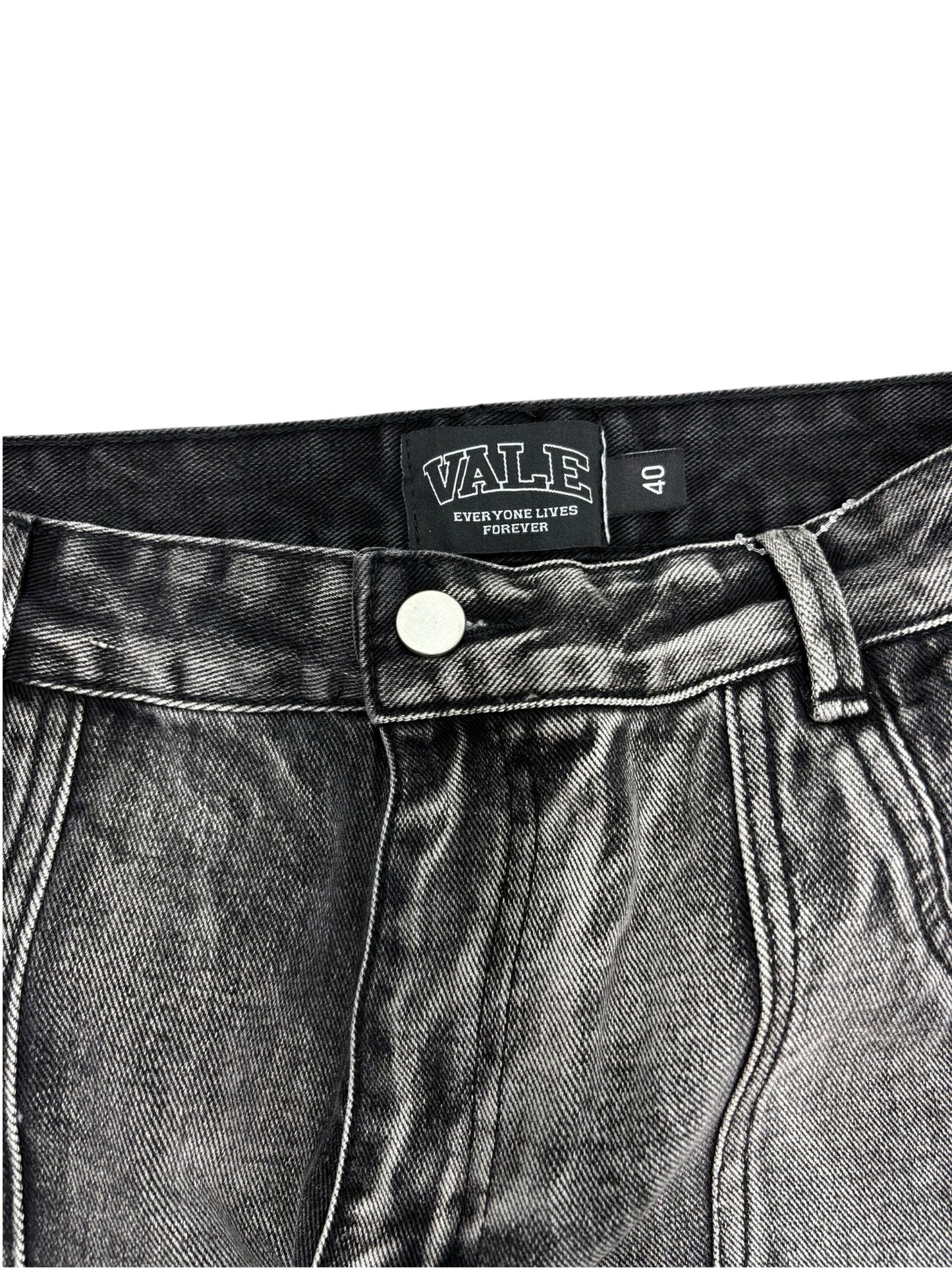 NWOT Vale Forever Mns Sz 40 Faded Gray Triple Pocket Wide Leg Jeans Oversize Cargo