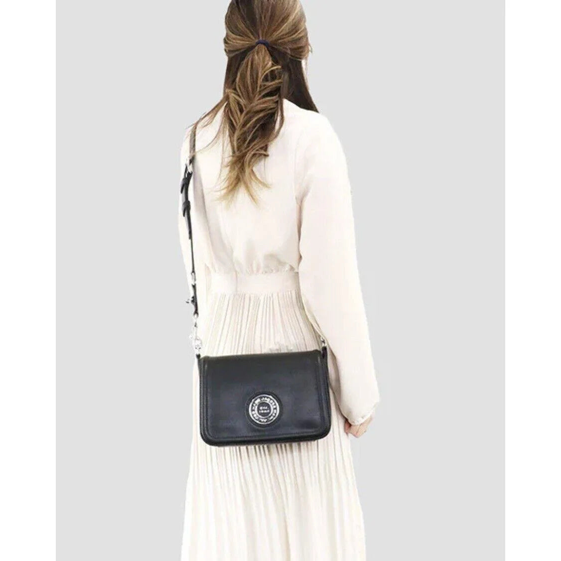 Marc Jacobs Black Insignia Logo Full Flap Leather Crossbody Bag