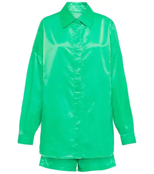 NWT The Frankie Shop Wmns Sz XS S Perla Shirt Jacket and Short Set Kelly Green