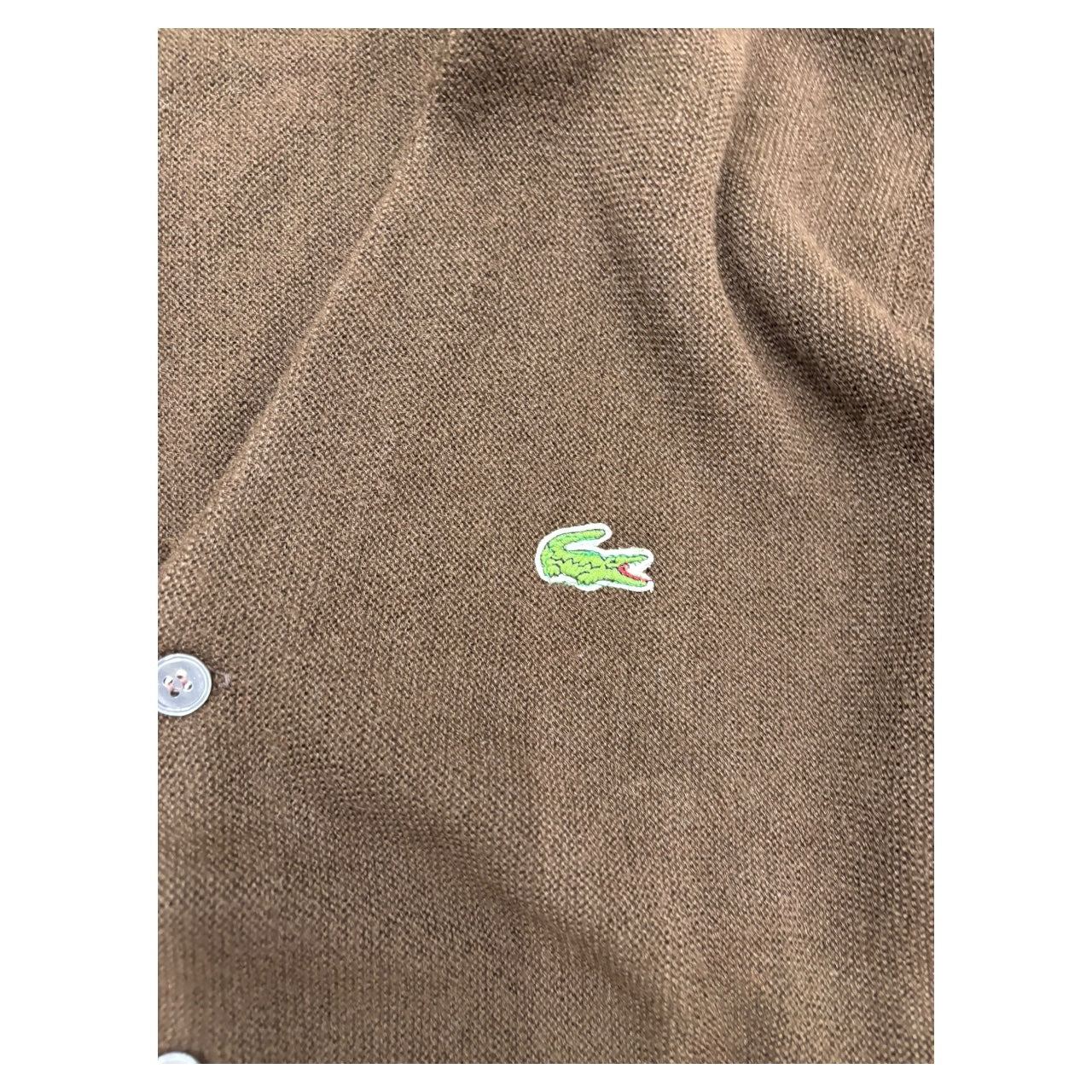 NWT 70s Vintage Izod Lacoste V Neck Solid Color Brown Button Cardigan Men  Sz XL