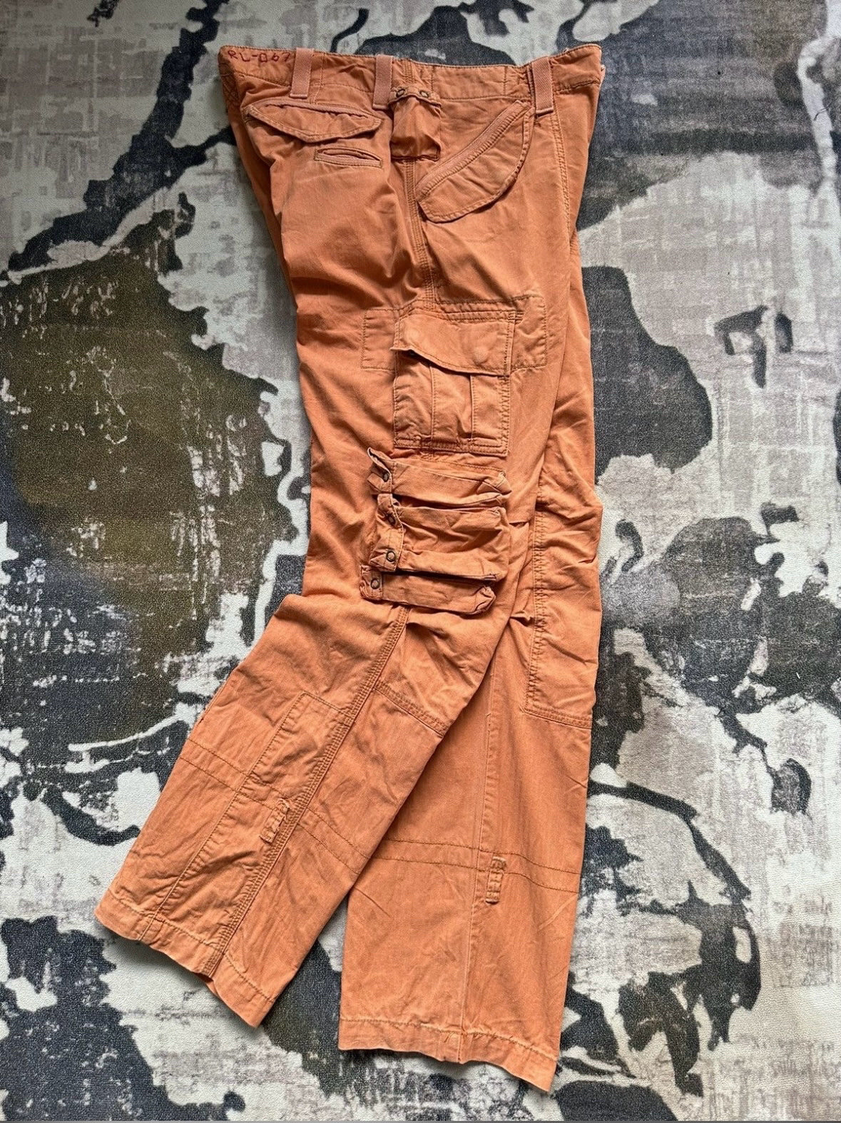 Vtg 90's Polo Ralph Lauren Orange RL-067 Military Bondage Cargo Mns Sz 36 x 30