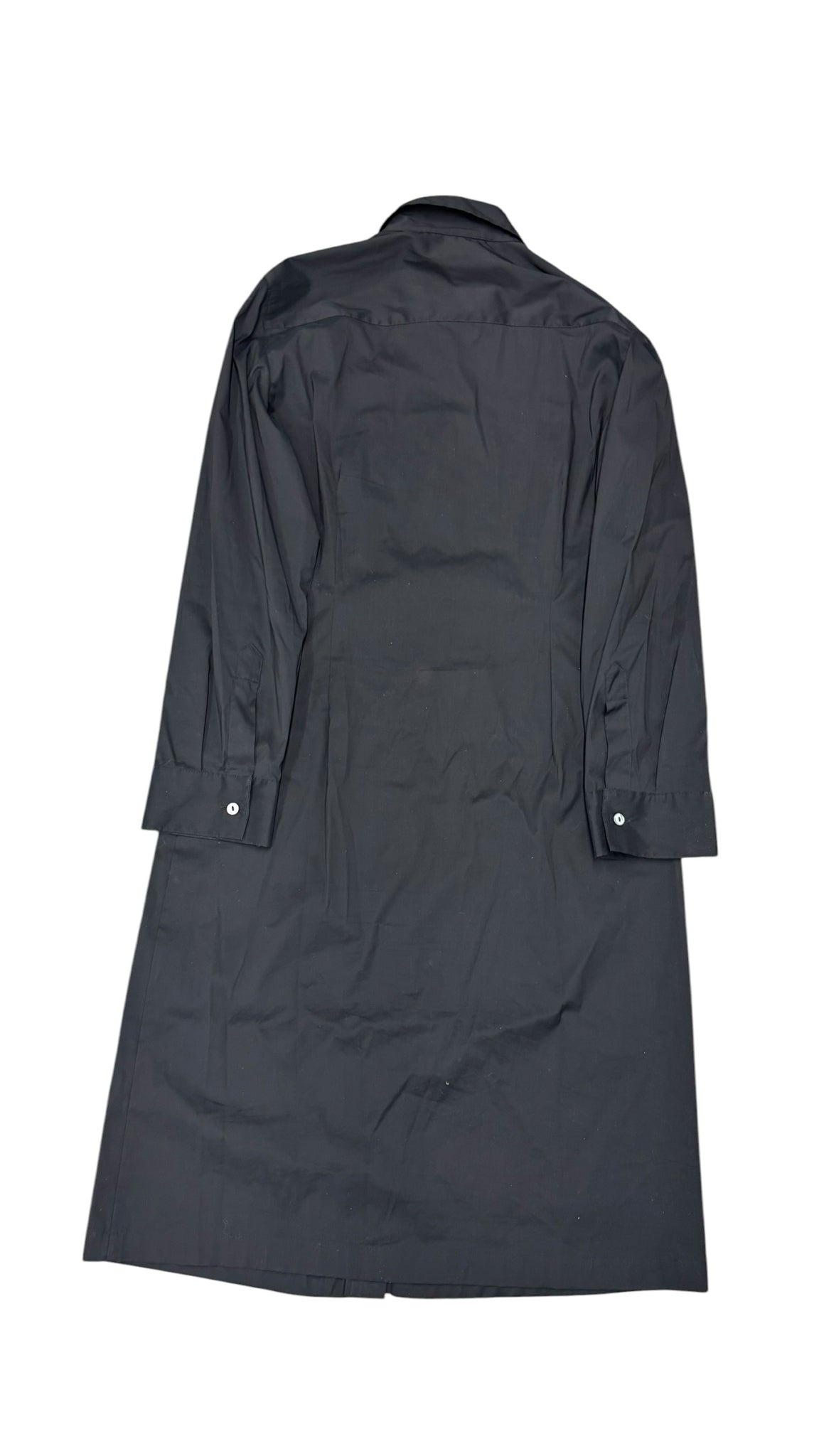 Weekend Max Mara Minimalist Lycra Black Cotton Button Up LS  Shirt Dress Sz 6