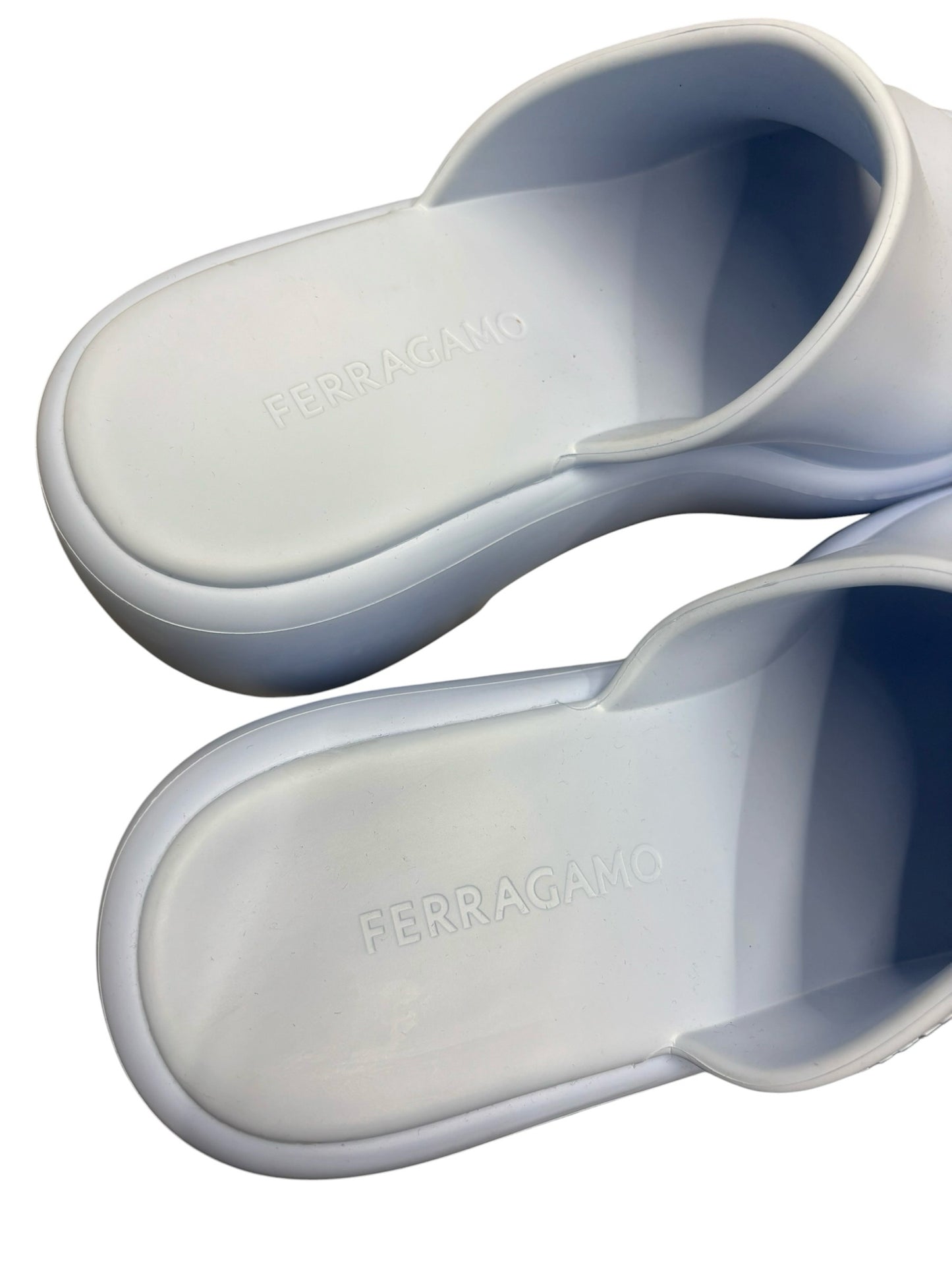 Salvatore Ferragamo Deva Platform Slide Sandals Light Blue Women Mule Sz 10