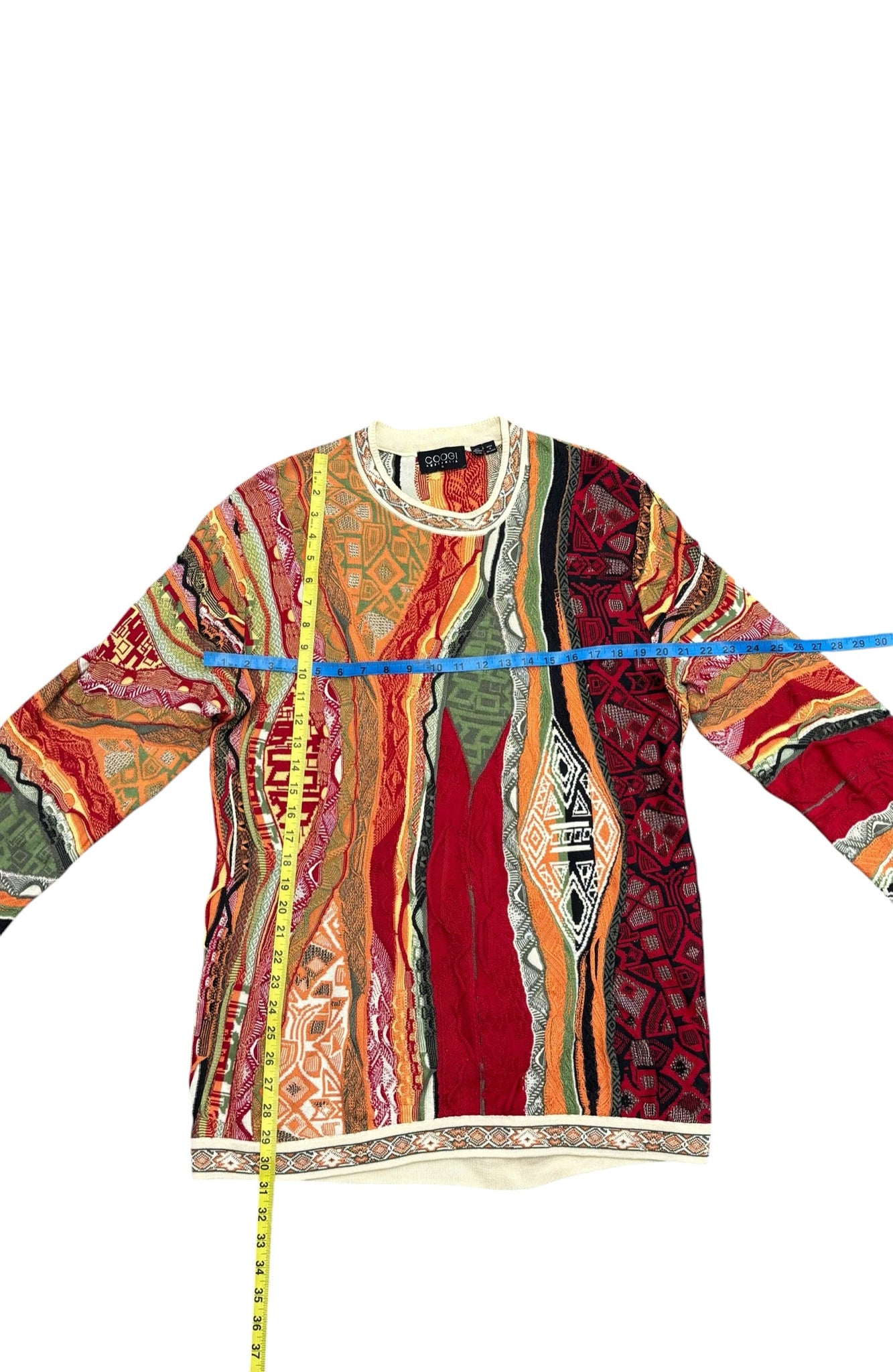 Coogi OG 50 Crewneck Mns Sz XL 3 Dimensional Knit Pullover Multi Color Rust