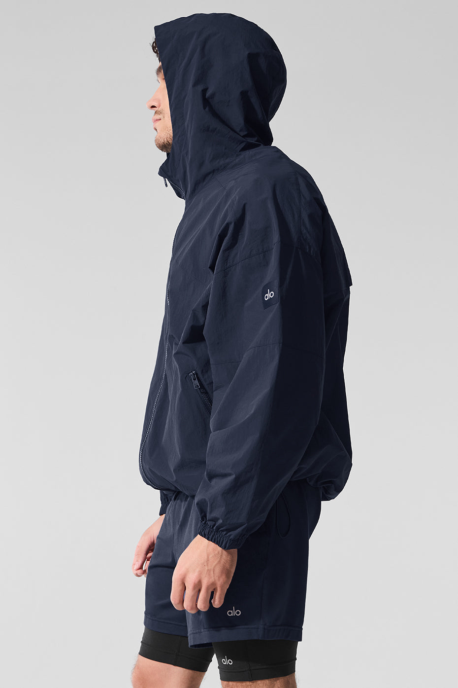 NWT Alo Yoga Vantage Nylon Ripstop Mns Sz M Navy Track Jacket