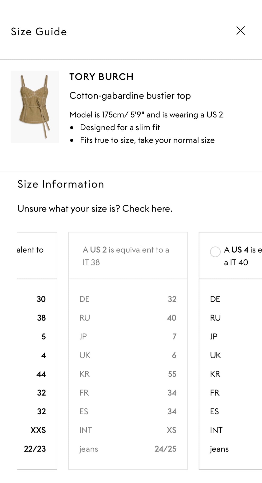 NWT Tory Burch Moss Cotton Gabardine Bustier Corset Sleeveless Olive Top Wmn Sz 2