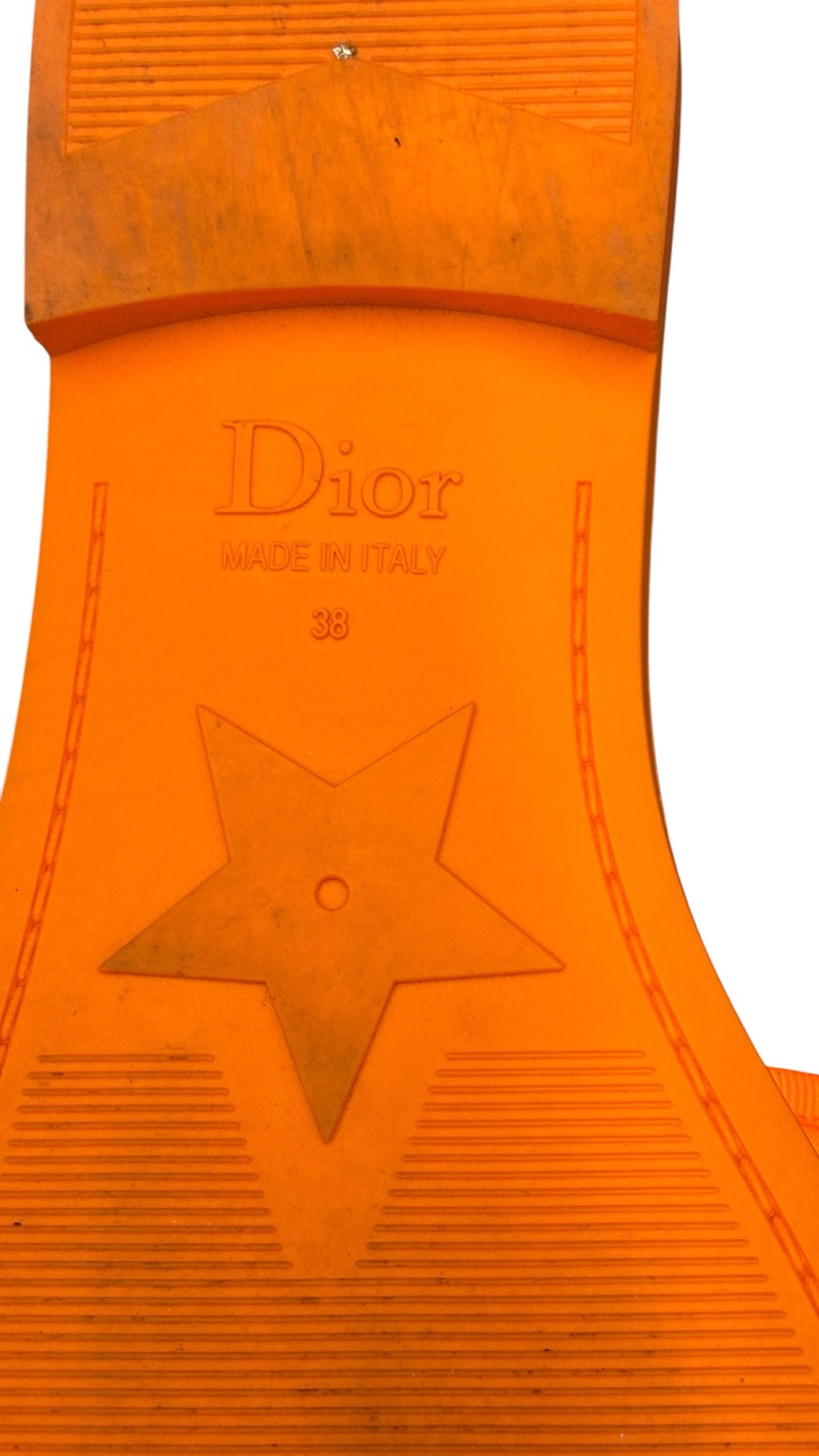 Christian Dior Orange Fluo Revolution Velcro Women Slides Sz 8