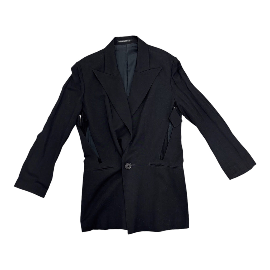 YOHJI YAMAMOTO Black Open Side Cut Womens Blazer Jacket Sz 1 XS