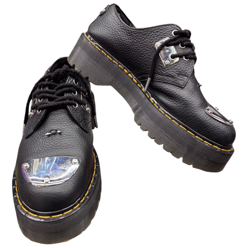 Dr. Martens Mens Black 1461 Piercing Milled Leather Platform Shoes Sz 10