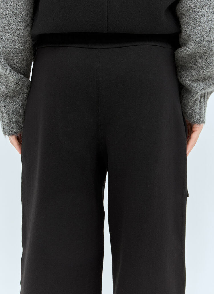 NWT Jil Sander Black Tailored Thick Jersey Wide Leg Pants Mns Sz S
