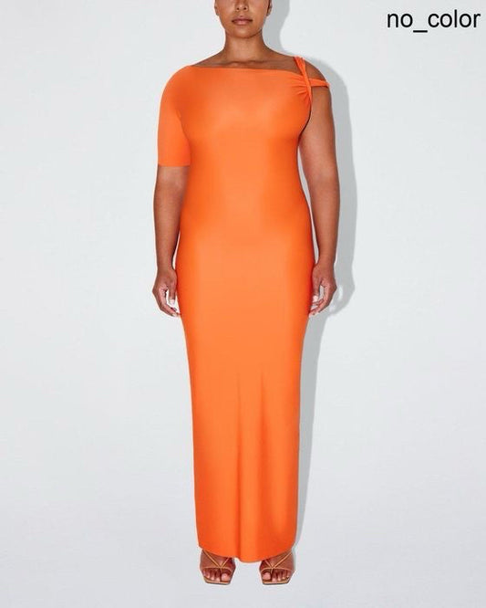NWT Khy Orange Sleek Stretch Twist Maxi Dress Wmns Sz XL