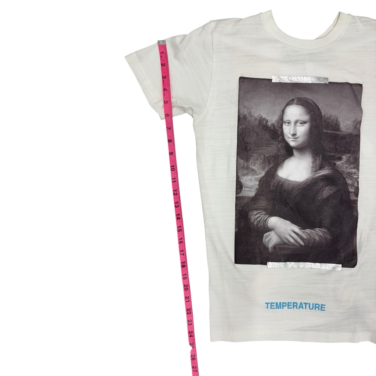 NWT SS18 Off-White Mona Lisa Temperature Graphic White Shirt Sz XXS