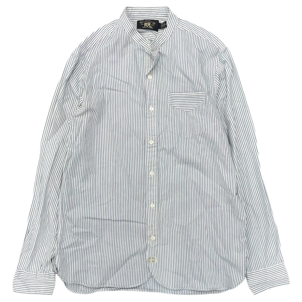 RRL Double RL Ralph Lauren White Blue Striped Long Sleeve Button Shirt Mens Sz M