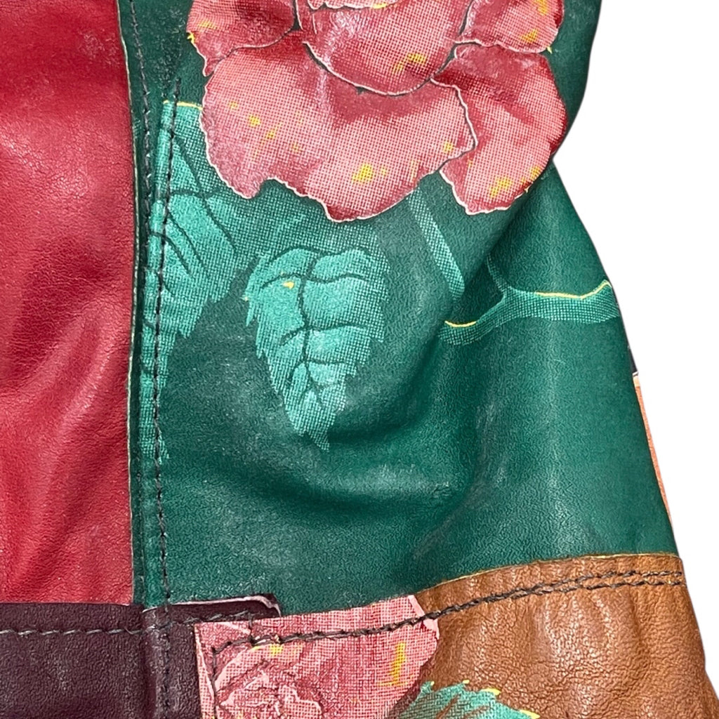 1960s Gandalf Vintage Leather 1960'S Vintage Leather Patchwork Floral Jacket – Multi-Color Women’s Size Small