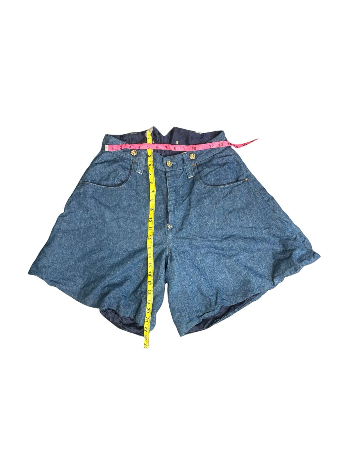 VTG 90s Levi's RED Wide Leg Flared Denim Shorts Culotte Fit Wmns Sample Style