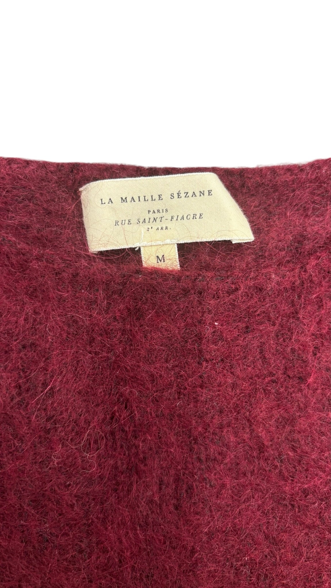 Archived Sezane Paul Sweater Jumper Cranberry Bordeaux Red Wool Kid Mohair Sz M