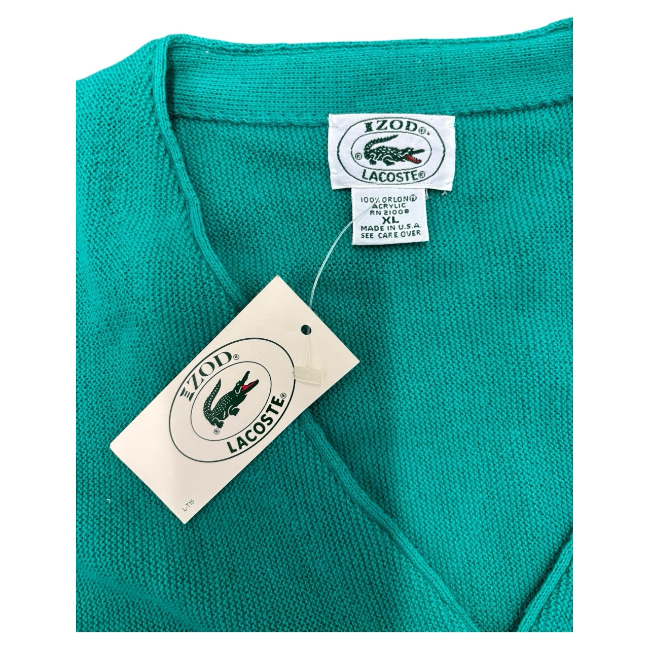 NWT Vintage Izod Lacoste 70s Green Embroidery Logo Button Cardigan Men Sz XL