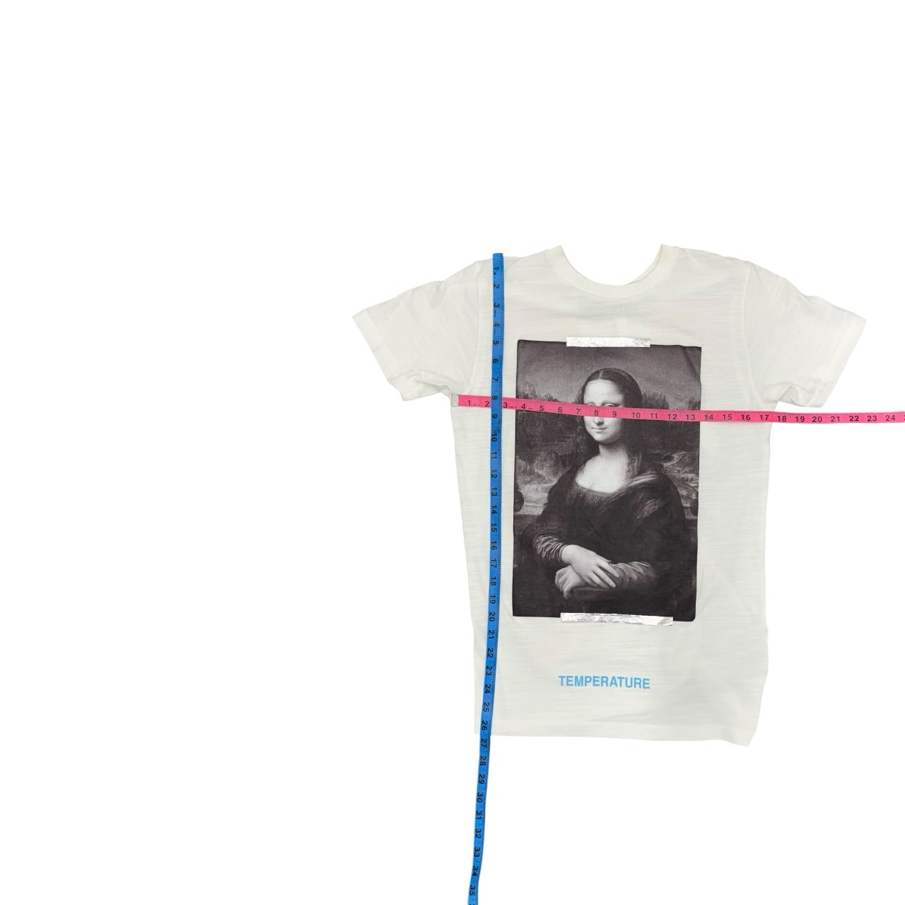 NWT SS18 Off-White Mona Lisa Temperature Graphic White Shirt Sz XXS