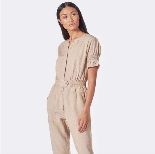 NWT Joie Fritzie Macadamia Jumpsuit Wms Sz M Tan