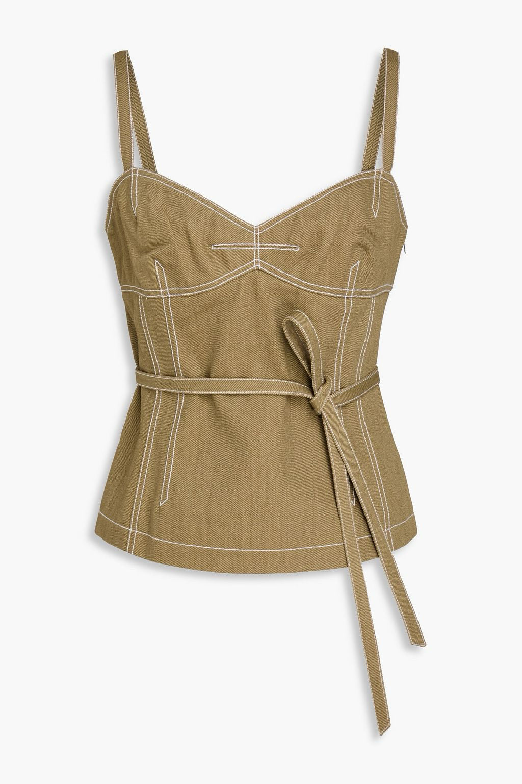 NWT Tory Burch Moss Cotton Gabardine Bustier Corset Sleeveless Olive Top Wmn Sz 2