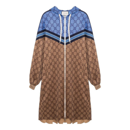 NWT Gucci Technical Jersey GG Long Jacket 'Blue Camel' 550604-XJADG-2144 Wms S